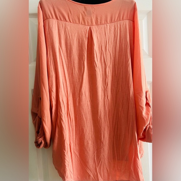 WOMEN'S SIMPLY EMMA TOP BLOUSE TUNIC Size 1X Roll Tab Sleeve Hi- Low Hem 1/4 Zip - Picture 8 of 8
